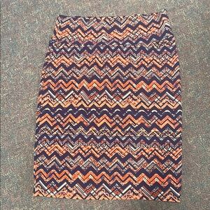 LulaRoe Multicolored Chevron Knee-Length Pencil Skirt